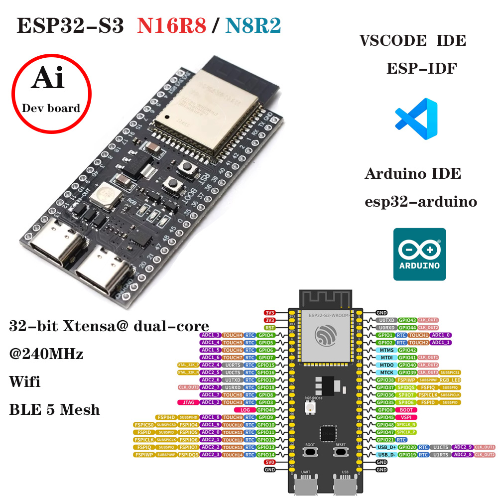 ESP32-S3 ontwikkelingsborden m - Esp32 S3 Development Board Lot recensie en prijs