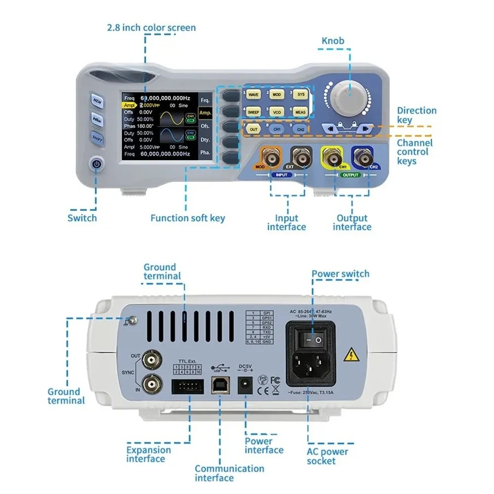 JDS8060 8080 Dubbelkanaals Fun - Function Arbitrary Waveform Generator recensie en prijs
